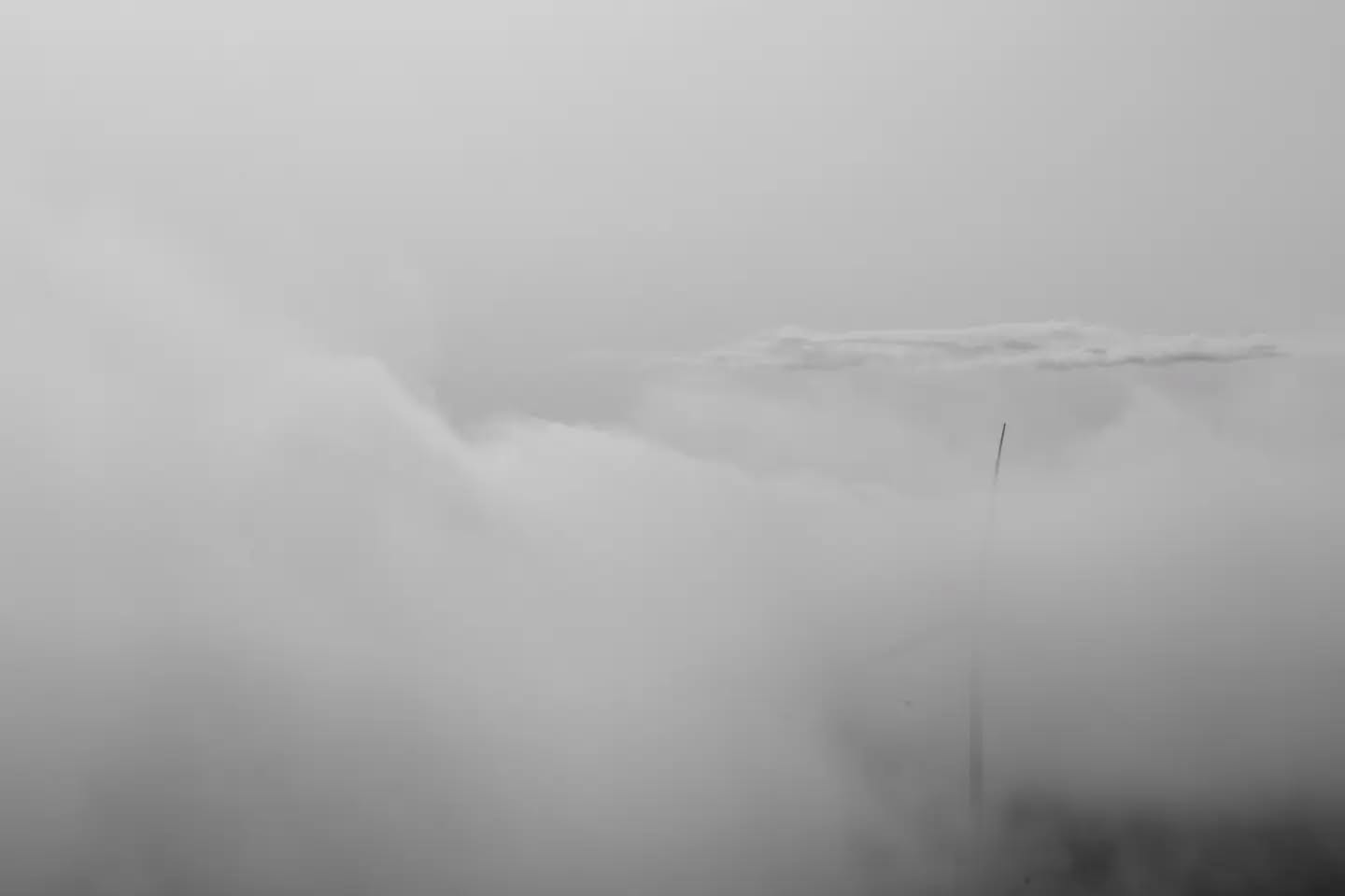 Black and white photograph with an ethereal, fleeting mood, evoking a sense of transience.