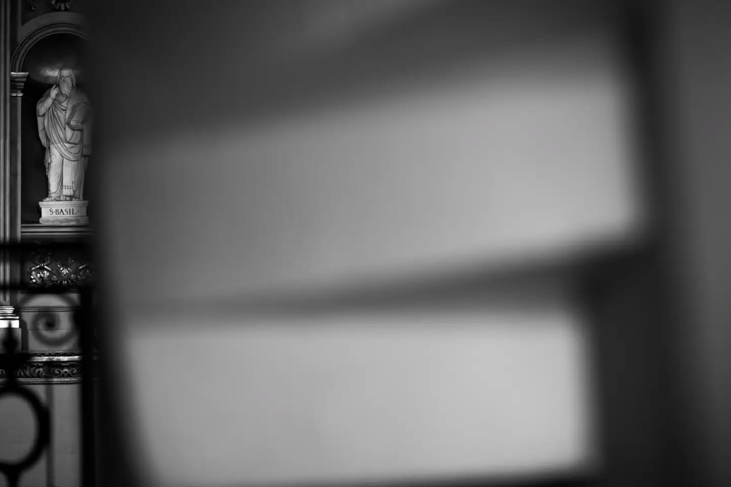 Black-and-white abstract photograph exploring geometric and symbolic forms